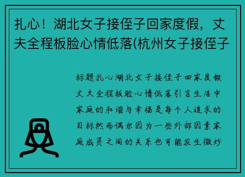 扎心！湖北女子接侄子回家度假，丈夫全程板脸心情低落(杭州女子接侄子)
